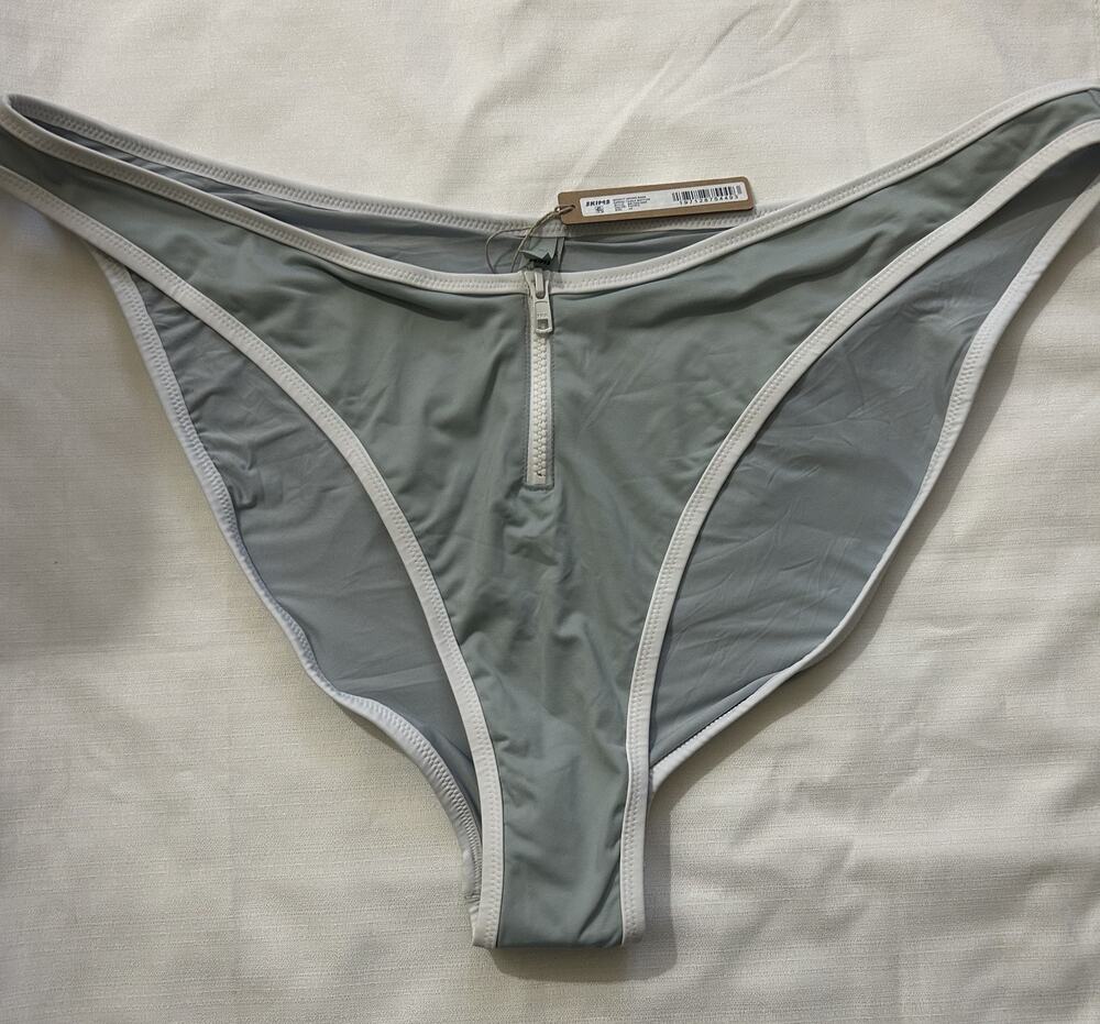 Skims NWT Sporty Zippper Swim Dipped Tanga Bottom Pacific Size 4X